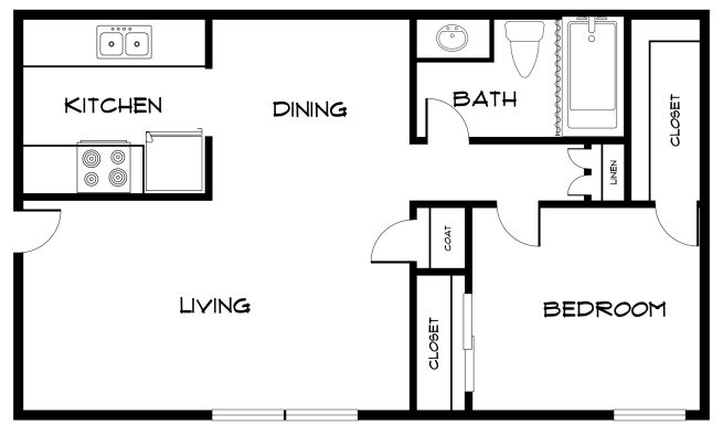 the floor plan for a two bedroom apartment at The Northwood Apartments
